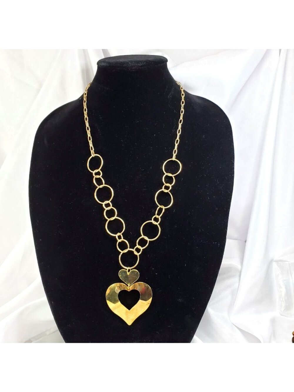 Gold-Tone Chain Necklace With Heart Pendant 24" Long